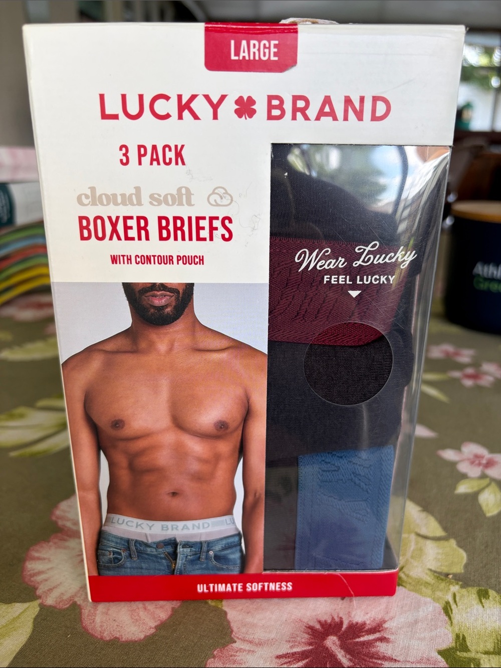Lucky Brand Men's Boxer Briefs 3-Pack — Burgundy, Black, Blue